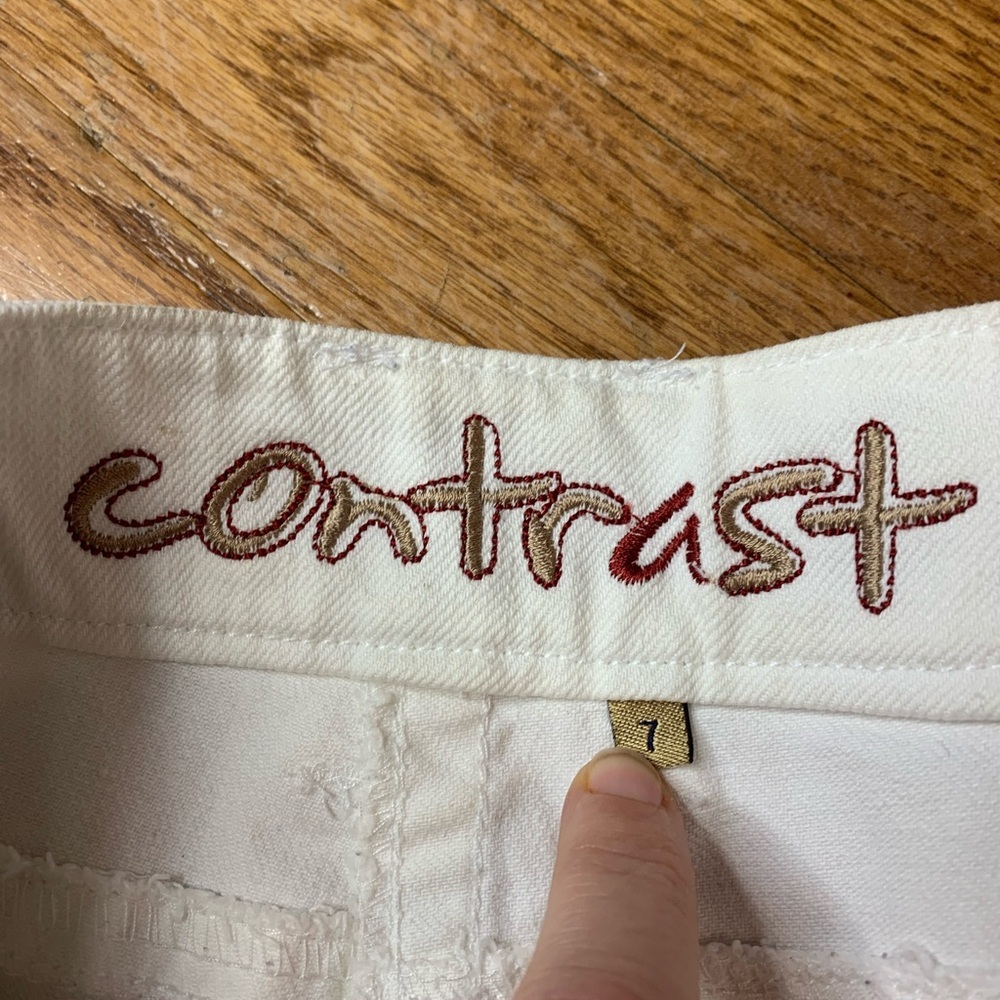 CONTRAST White Denim Capri Jeans Size 7 Stretch Y2K - Picture 4 of 10